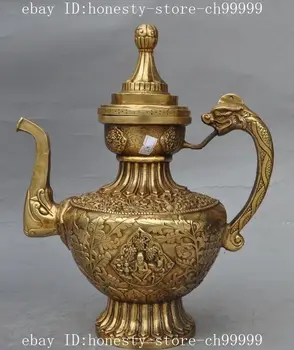 

13"china brass dragon People beast deer Elephant Squirrel Wine Pot Flagon teapot