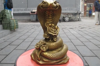 

Lucky Chinese Folk Pure Brass Snake Cobra Auspicious Wealth Feng shui statue