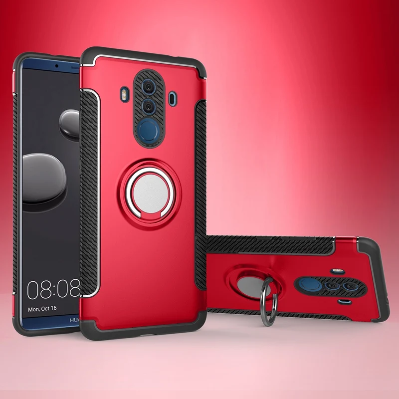 Red Для HUAWEI Mate 10 Pro Чехол Жесткий ПК+ мягкие силиконовые кольца адсорбции Чехлы для Huawei Mate 10 Pro держатель телефона Броня чехол - Цвет: Red