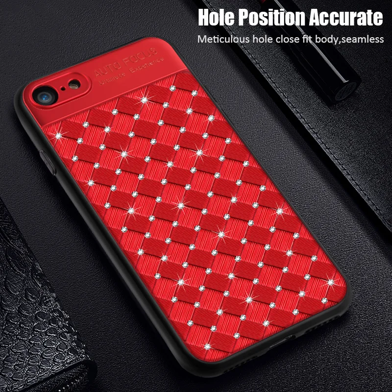 KIP71246_2_Rhinestone Glitter Case for iPhone 6S 7 8 Plus XS XR XS Max Soft TPU Diamonds Weaving Protection Back Cover