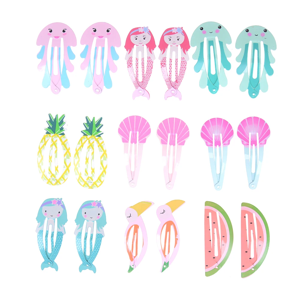 6 шт./компл. Русалка принтом в виде Арбузов, ананасов, BB зажимы для Заколки для волос, подарки для девочек, женские аксессуары для волос Головные уборы головной убор заколки для волос