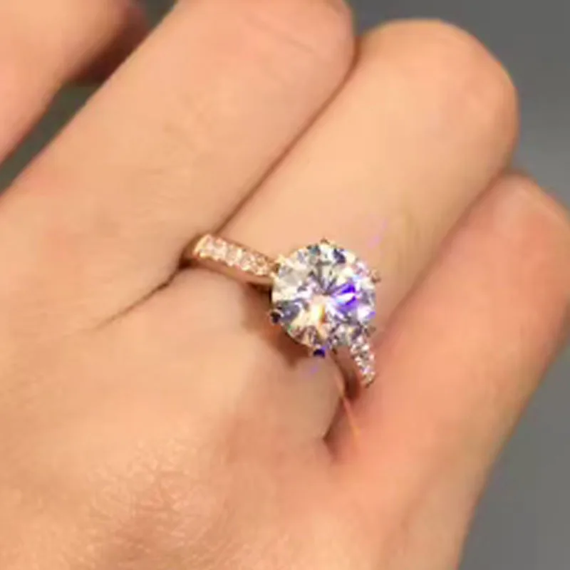 2 карат 18K розовое золото Moissanite бриллиантовое кольцо роскошная Корона сердце