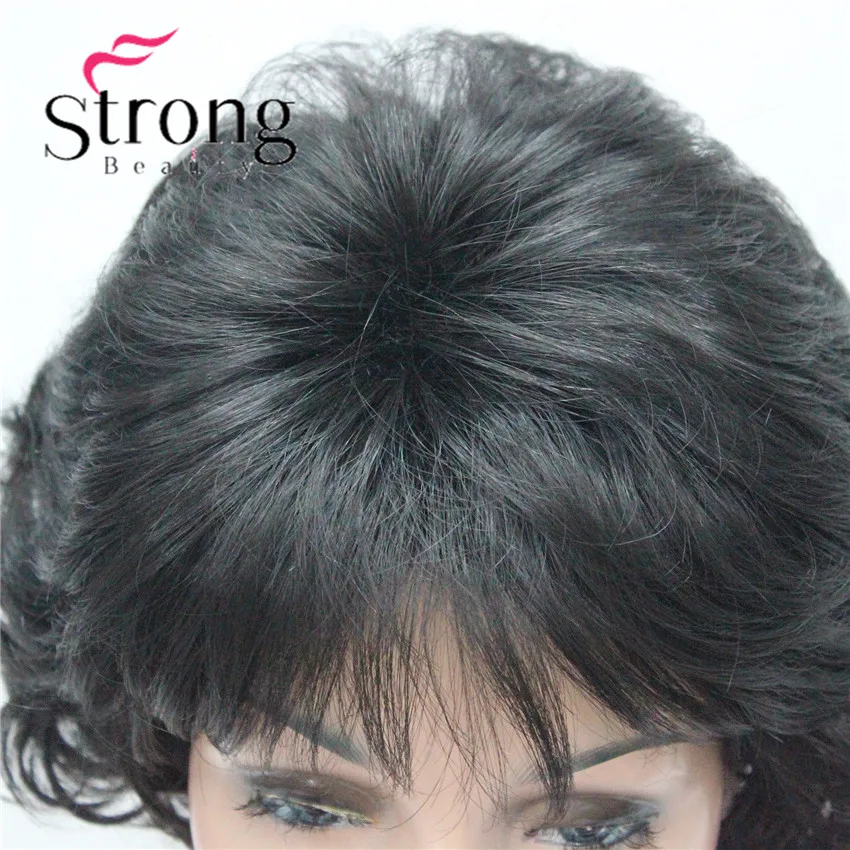 StrongBeauty короткий парик мягкий взъерошенные кудри коричневый выделяет полный синтетические парики выбор цвета