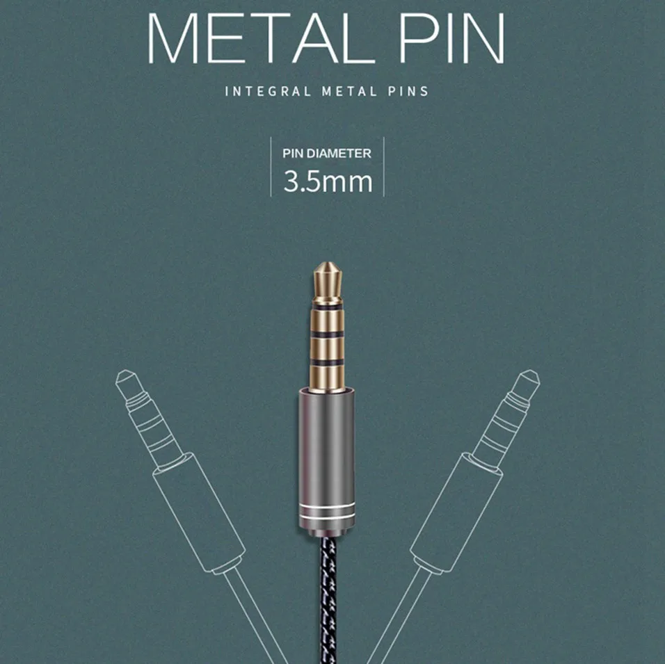In-Ear Metal Earphone with Microphone HiFi Music Bass Earbuds Headphones Headset for Phone Computer PC MP3 3.5mm Wired Earphone  (5)