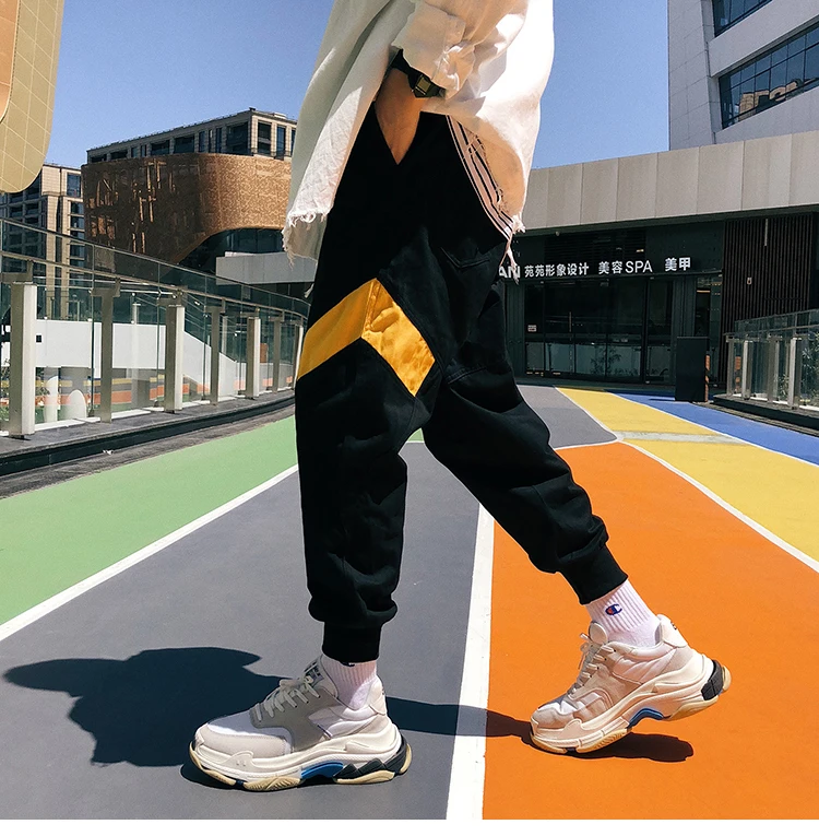 Осень мужская мода Tide High Street тип личности Haren Boynd ноги брюки эластичная талия Свободные повседневные брюки M-2XL