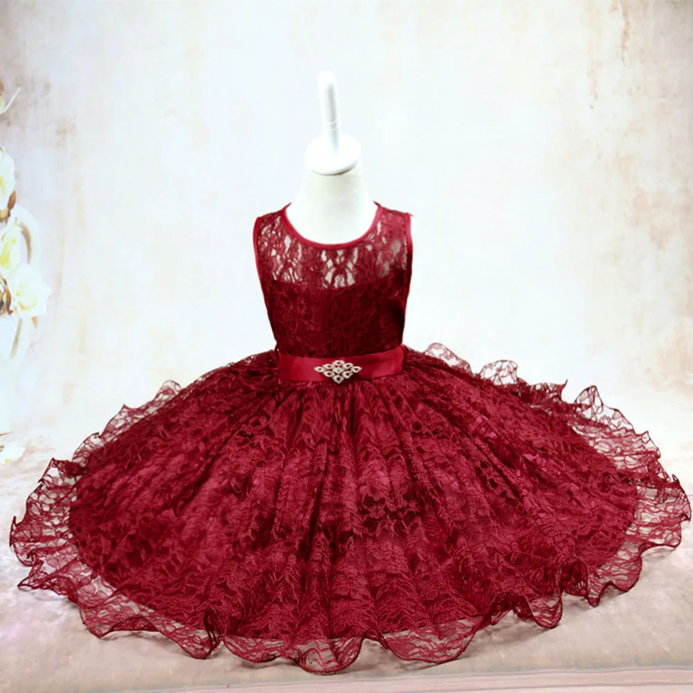 

Baby Girls Party Dress Kids Children Sleeveless Princess Dress Girls Lace Formal Summer Wedding Dress 3 to 12 Years