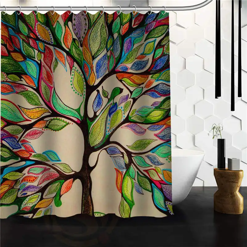 Leather Shower Curtain Promotion-Shop For Promotional Leather Tree of Life Gorgeous Like Leather 66