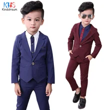 Kindstraum/ г. новые комплекты одежды для мальчиков 2 предмета, однотонный хлопковый блейзер+ штаны, Детские официальные костюмы модные детские свадебные костюмы MC922
