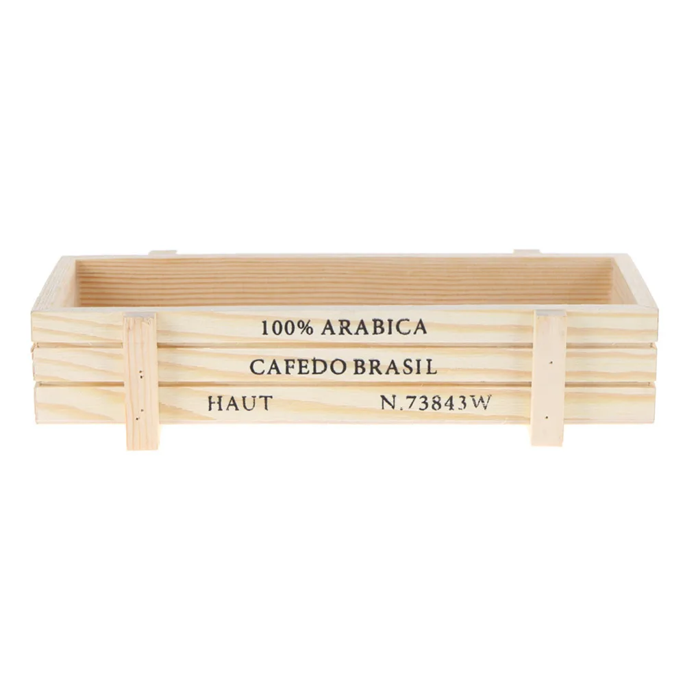 

Vintage Wooden Box Crate Garden Desktop Flower Pot Trinket Decorative Storage Case Home Office Retro Style Storage Box