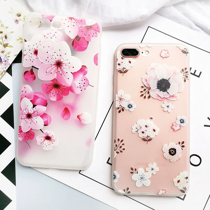 

Tomkas Cover For iPhone 7 Case 6 6s 8 Silicone Grace Flowers Transparent Soft TPU Back Cover For iPhone 7 Case 6 6s 8 Plus Coque