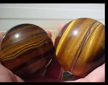 

WBY 6680238+++ 2pc 50mm Natural Golden Tiger s Eye Crystal Sphere Ball A887