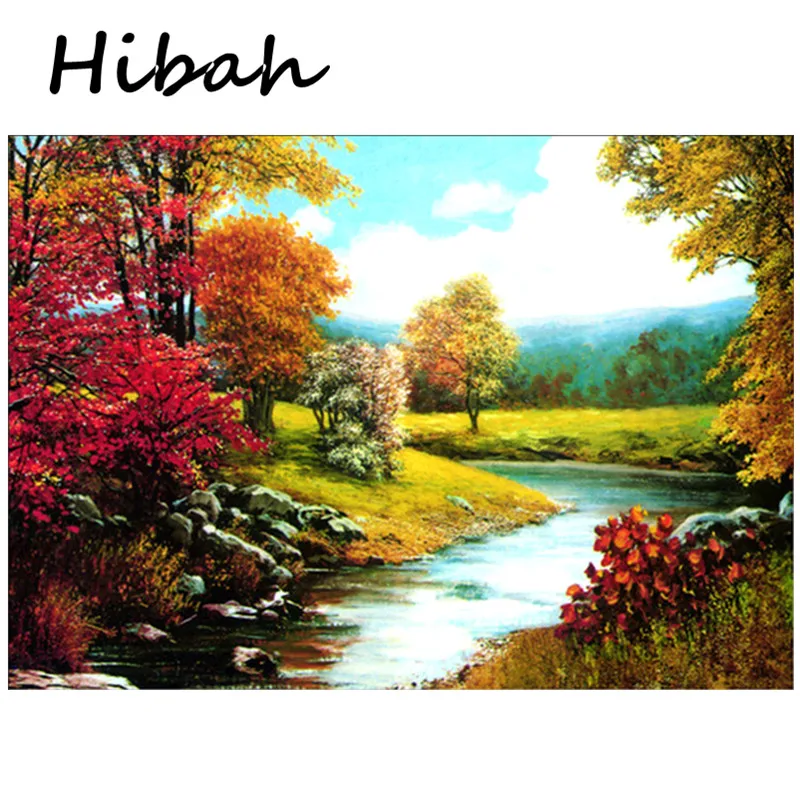 

5D Diy Diamond Cross Stitch Diamond Embroidered Landscape Autumn Forest Pattern Interests and Crafts Diamond Mosaic Kit