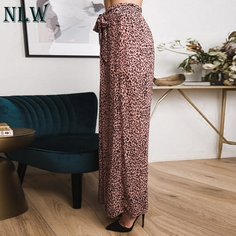 NLW/большие размеры леопардовый принт галстук бабочка пояс Pantalon Femme повседневные