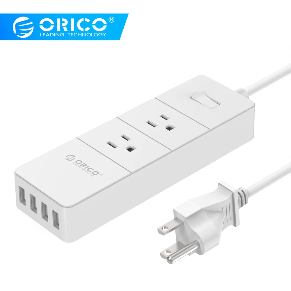 Pаспродажа ORICO Мощность полосы 4 стабилизатор напряжения с USB разъем для смартфонов интеллектуального распознавания коммутационная панель с AC * 2Max 1250 W