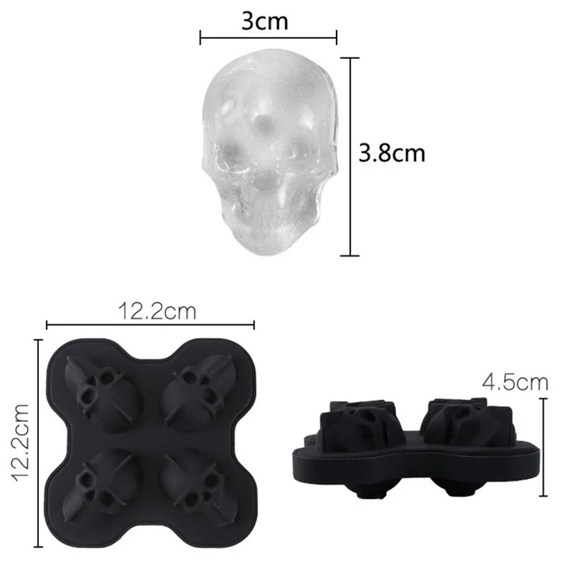 Творческий дом 4-мерное Череп Форма кубика льда лоток для торта Желе шоколадная форма вечерние Кухня силиконовые формы для выпечки