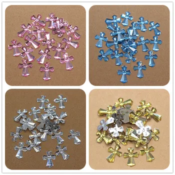 

100pcs 14*18mm Acrylic Cross Charm Flatback Cabochon Embellishment Accessories DIY Craft Scrapbooking