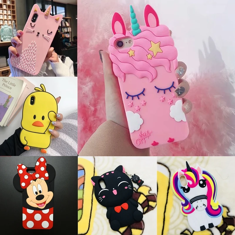 

Unicorn Case for iPhone 7 Cases Soft Silicone Cover For iPhone 8 7 Plus 6 6s X XS Max XR SE 5 5S Minnie Rabbit Cat Stitch Bear
