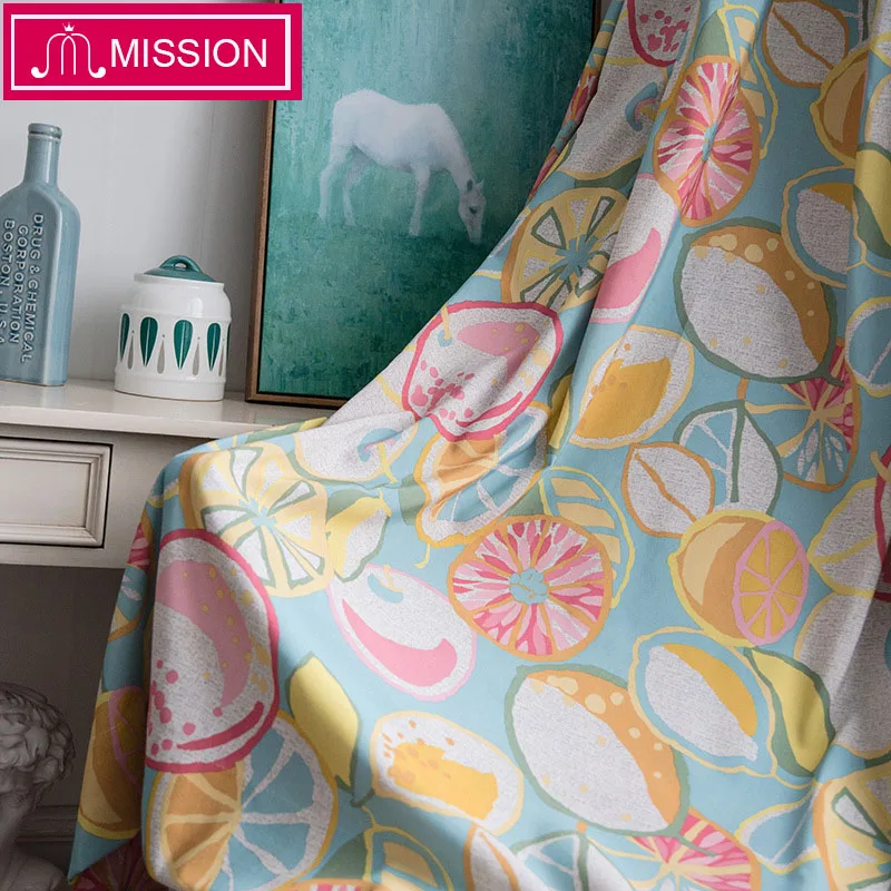 

MISSION Eco-Friendly Cotton and Linen Fabric Fruit Pattern Curtain Drapes for Baby Kids Children Princess Bedroom Living Room