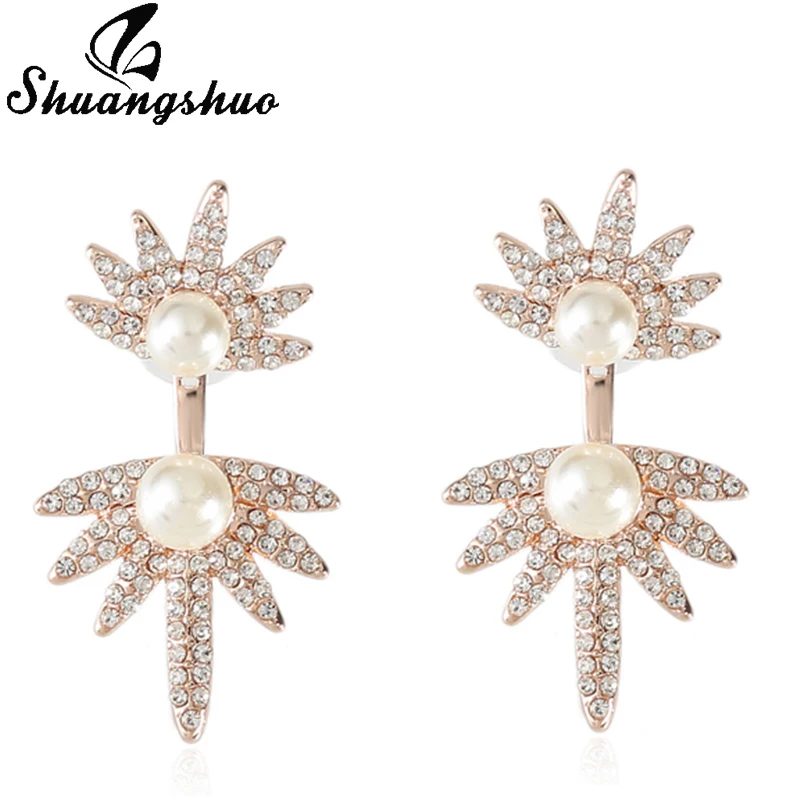 Shuangshuo Divergent Earring Jackets Pearl Earrings For Women Silver Shuangshuo Divergent Earring Jackets Pearl Earrings For Women Silver Crystal Fashion Geometric Earing On Aliexpress Alibaba