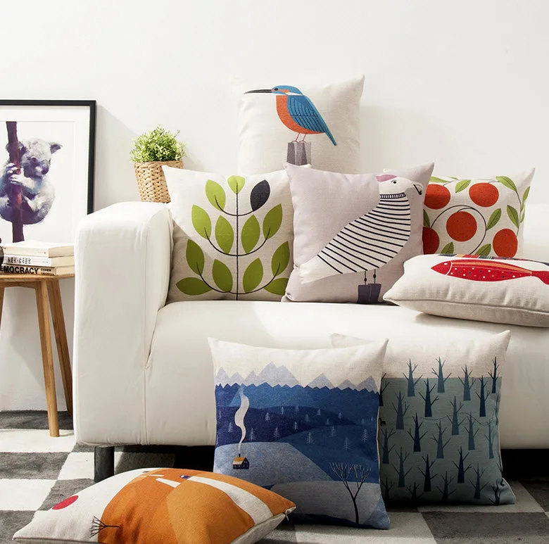 Cuckoo Fish Nordic Animal Throw Massager Decorative Vintage Nap Pillow