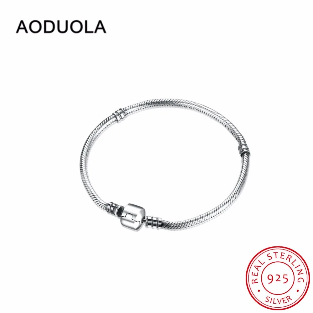 

925 Sterling Silver Bracelet DIY Snake Chain Bracelets Jewelry Fit For Metal Charms European Charm Spacer Bead Big Hole Beads