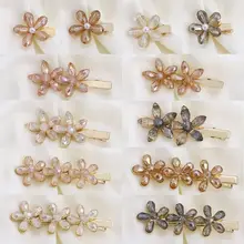 12 стиль Корейский Блеск Искусственный кристалл цветок Шпилька Дамы сторона челка Ювелирные Изделия декоративные металлические сплав утконоса заколка для волос