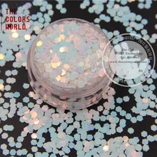 TCI21 перламутровый Радужный светло-розовый с светло-голубыми цветами 2,5 мм Размер Шестигранная форма блеск для ногтей Гель-лак художественный макияж или DIY