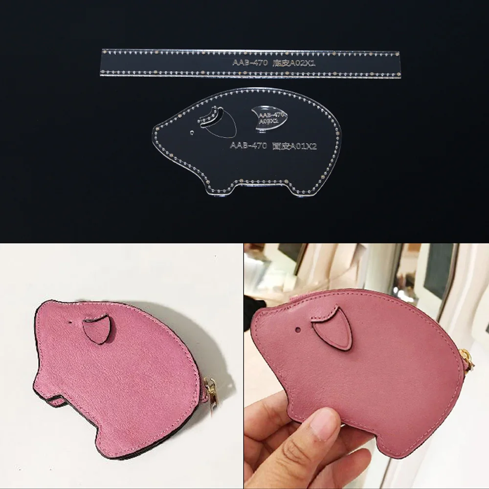 DIY кожа ручной работы товары мультфильм свинья Кошелек для монет сумка акриловая версия кожа ремесленный шаблон