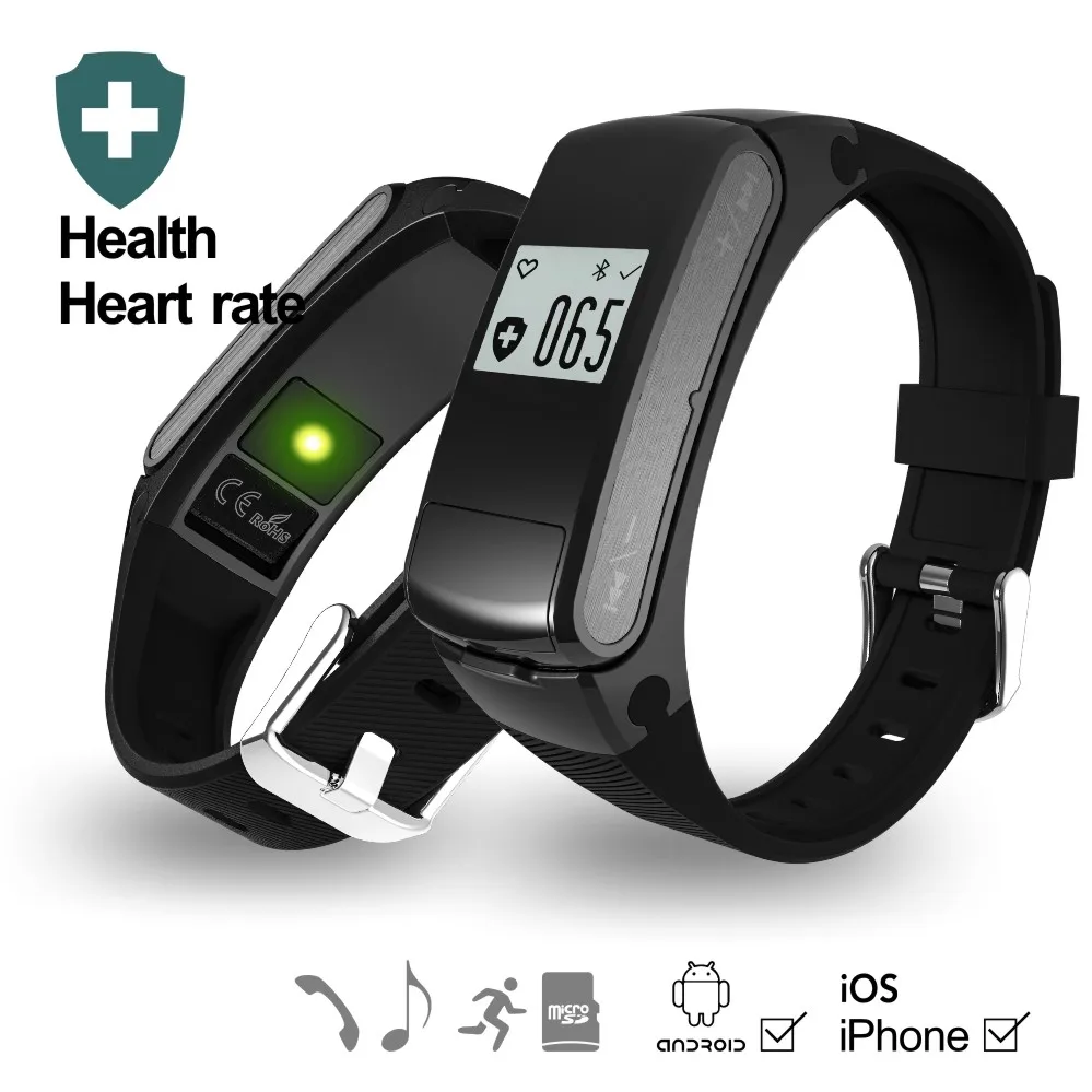 F50 Bluetooth Smart Band Bluetooth Headset Sport and Healthy heart rate monitoring for IOS Android phone