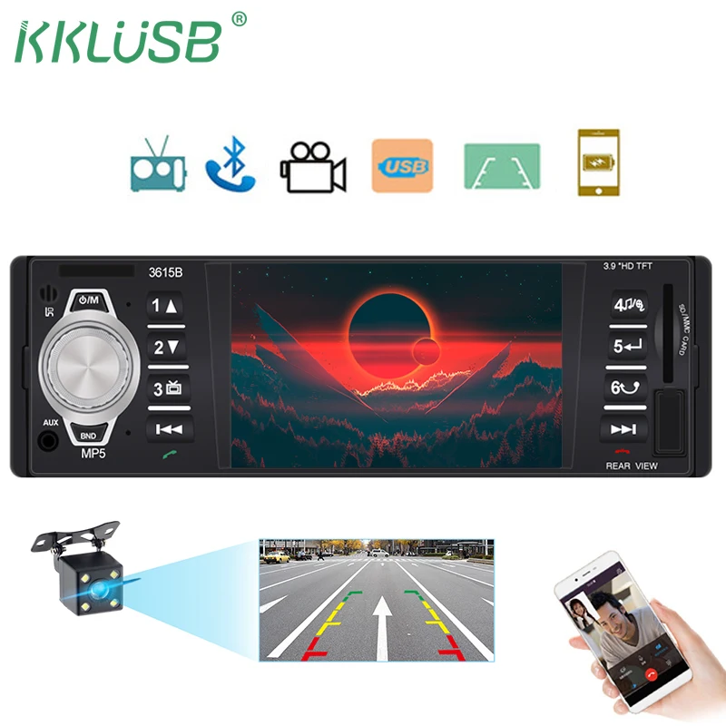 Автомагнитола 1 din 3615B FM радио авто аудио стерео Bluetooth Поддержка камеры заднего