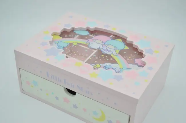 1 шт., маленький деревянный чехол-коробка с двумя звездами, японский косметический набор My Melody, Коробка Для Хранения Туалетных принадлежностей для девочек, аксессуары для кукол