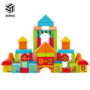 

50 PCS Digital Building Blocks Beech Wood Quality Baby Early Childhood Educational Intelligence Toys