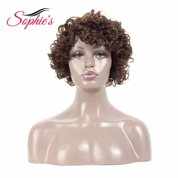 

Sophie's Short Human Hair Wigs For Black Women Wigs 4inch 100% Human Hair Nonremy Machine Made No Smell H.Loose 6" Deep Wigs