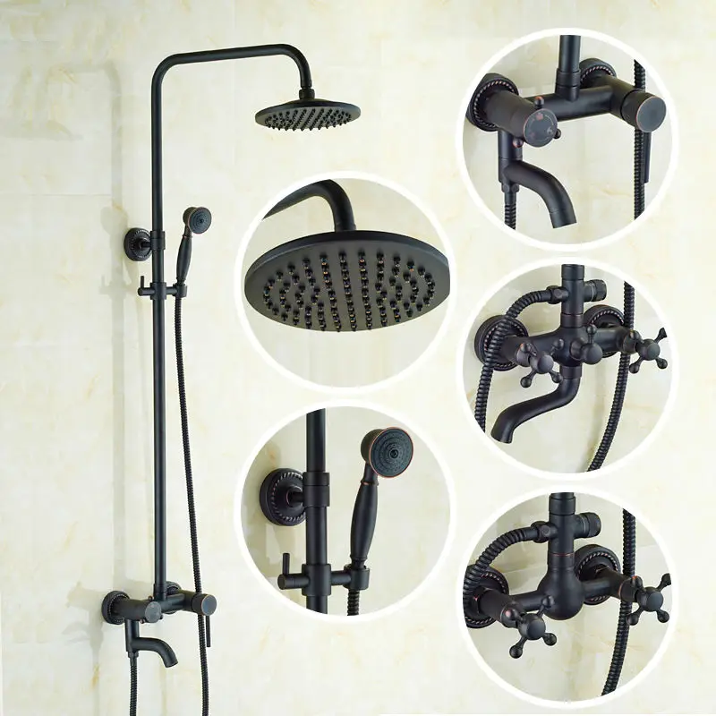 High Quality Bathroom Rainfall Shower Faucet Set Oil Rubbed Bronze Wall Mounted Bath Shower 3