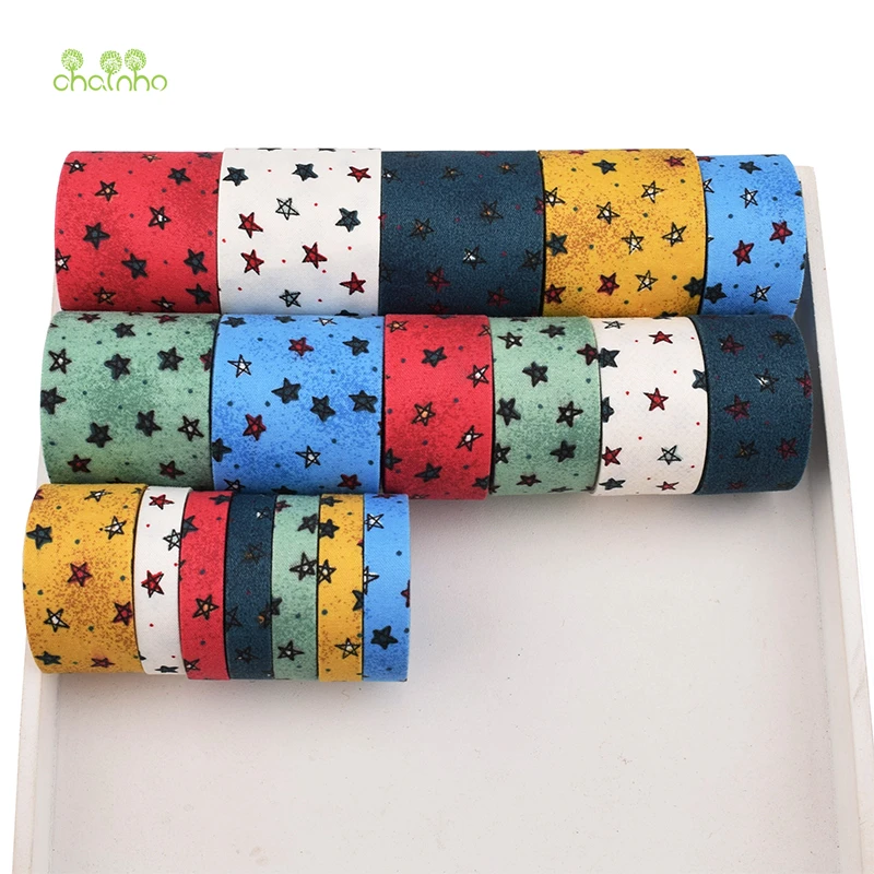 

High quality,18 pcs/Lot,Star Pattern Cotton Ribbon Set For DIY Handmade Gift&Craft Packing,Hair Accessories,Package 18Yard,HB050