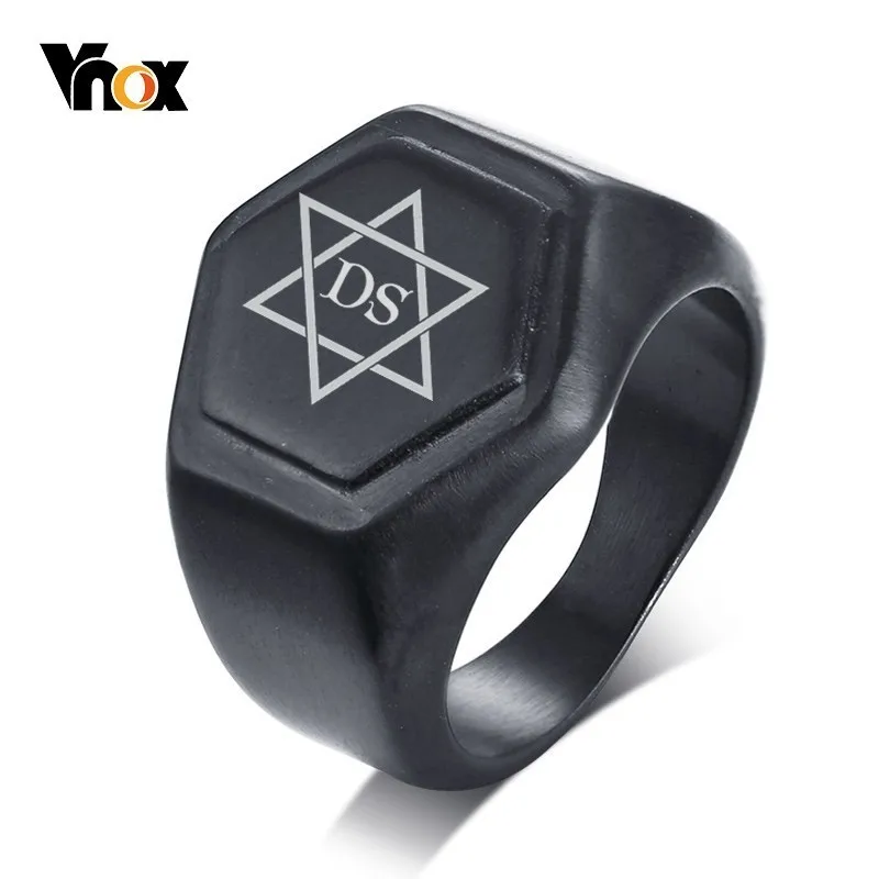 

Vnox Men's Star of David Ring Free Customize Engraving Logo Love Name Date Messages Hexagon anel masculino