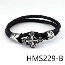 Antiguas del restablecimiento PUNKY de la Armadura de Titanio Cuerda de Cuero Genuino Pulsera Europea Mano Decorar stonery HMS229 de Comercio Exterior