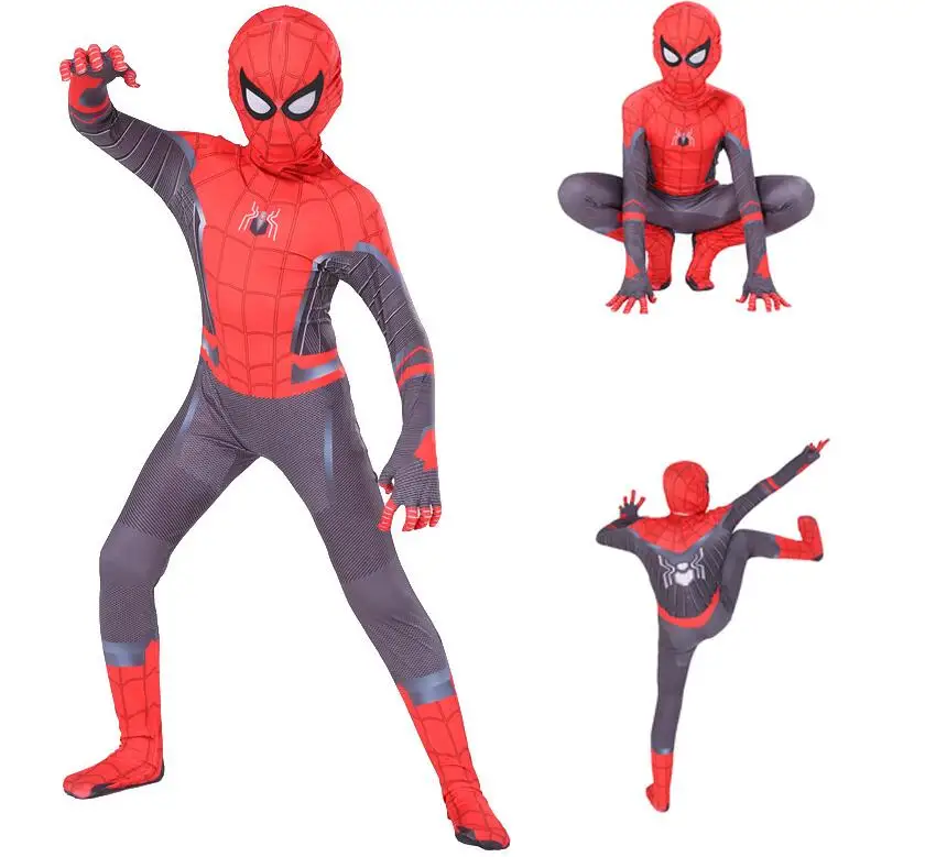 Spider-Man Far From Home Adult Kids Peter Parker Zentai Cosplay Costume Jumpsuit