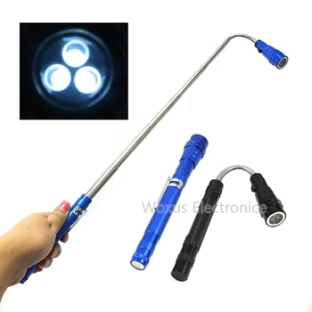 

Newest Portable Multi-functional Telescopic 3 LED Flashlight 17-57cm Extendable Torch with Magnetic Head Pick Up Tool