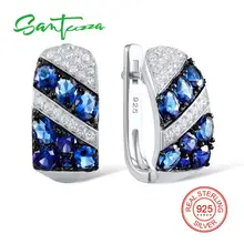 SANTUZZA серебряные серьги для женщин 925 пробы серебряные серьги-клипс Серебро 925 с камнями Кубический Цирконий brincos Ювелирные Изделия