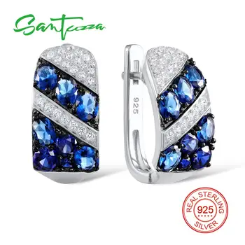 

SANTUZZA Silver Earrings For Women 925 Sterling Silver Stud Earrings Silver 925 with Stones Cubic Zirconia brincos Jewelry