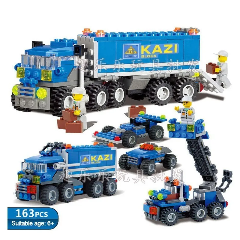

Building Blocks Small Grain Building Blocks Engineering Series Transport Truck Originality 8 Species Deformation Kai Zhi 6409