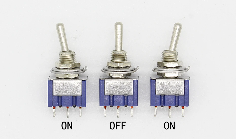 10 шт. ВКЛ-ВЫКЛ-на 3 Pin 3 позиции мини запирающий переключатель выключатель AC 125 V/6A 250 V/3A
