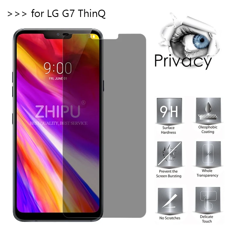 

For LG G7 ThinQ 6.1" 2.5D Arc Edge Anti-Spy Privacy Tempered Glass For LG G7 ThinQ Screen Protector Film Guard Cover Shield