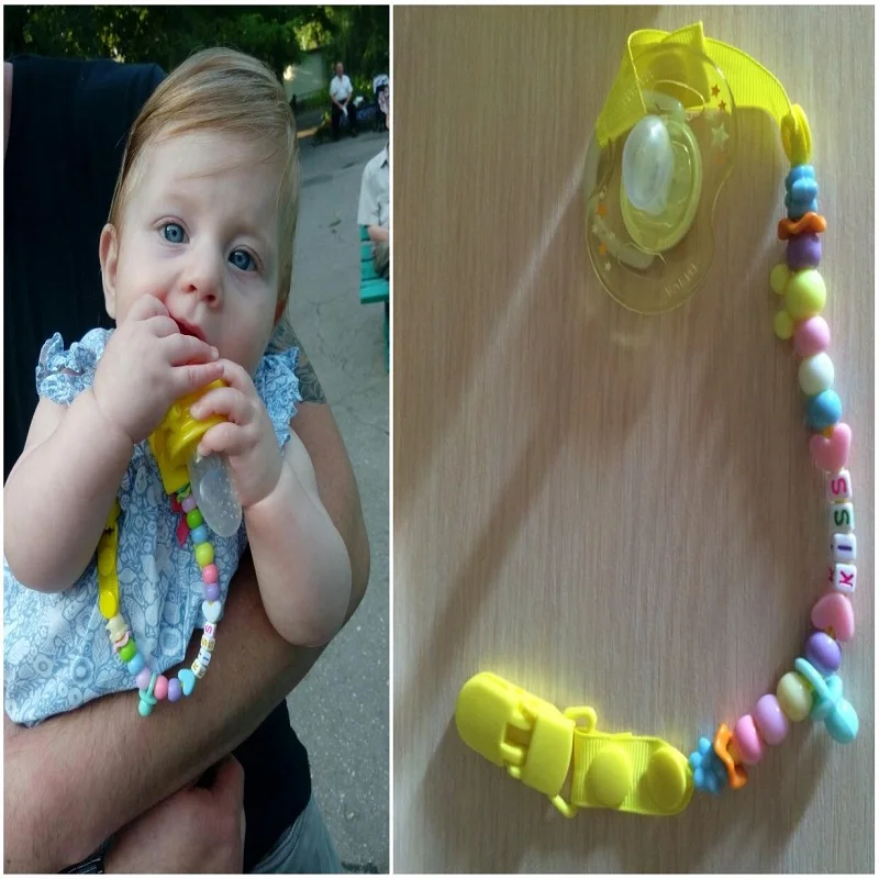 New Colourful Baby Pacifier Clip Pacifier Chain Hand Made Funny Beads Dummy Clip Baby Soother Holder For Baby Kid