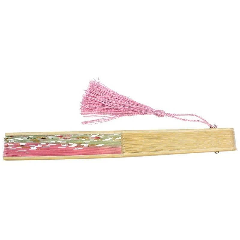 Вишневый цветок печати кружева бамбуковые вееры ручной складной веер вечерние Декор поставки