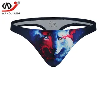 

WJ Brand Men Thong G Strings Underwear With 3D Printing Underwear Men Gay Bikini Slim Fit Male Fashion Man Sexy Thong T back