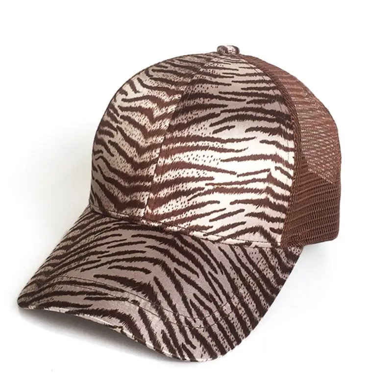 Женская летняя сетчатая бейсбольная кепка с высокой спинкой, винтажная леопардовая Кепка с полосками зебры, регулируемая бейсболка - Цвет: NO.6