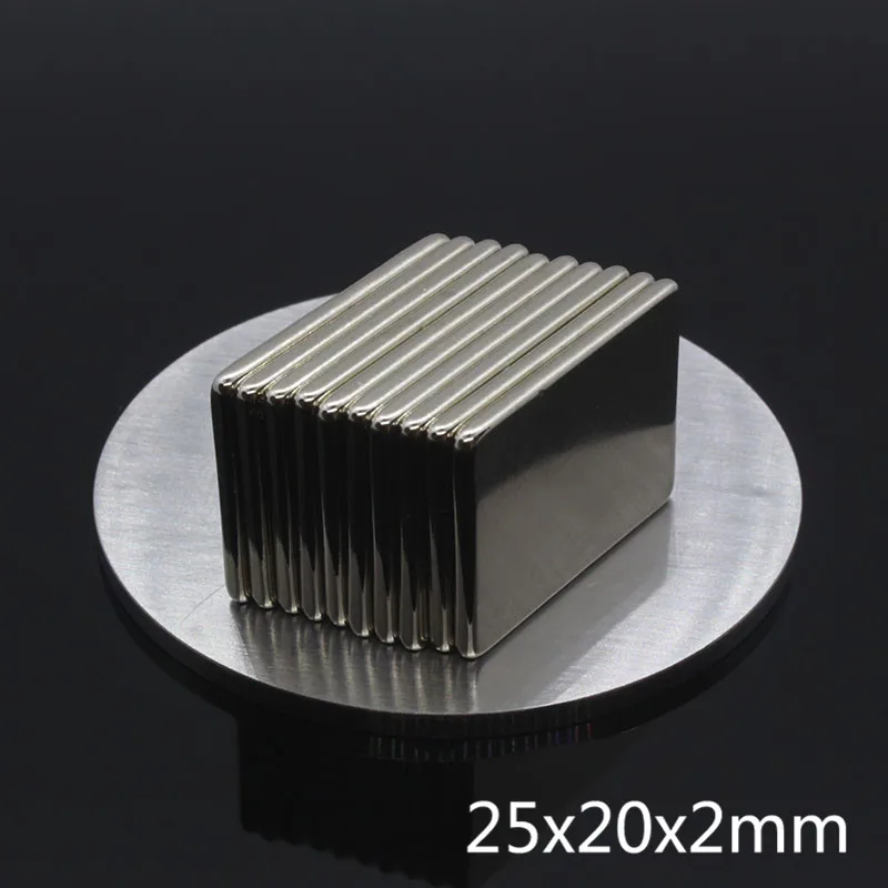 5 шт. 25x20x2 мм супер сильные Редкоземельные неодимовые магниты 25*20*2 мм блок из Неодимового ремесла DIY мощный Магнитный Магнит