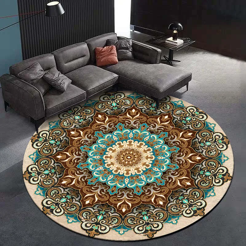 

Nordic national wind round carpet mandala living room table kids bedroom bedside full of rug hanging basket computer chair mat